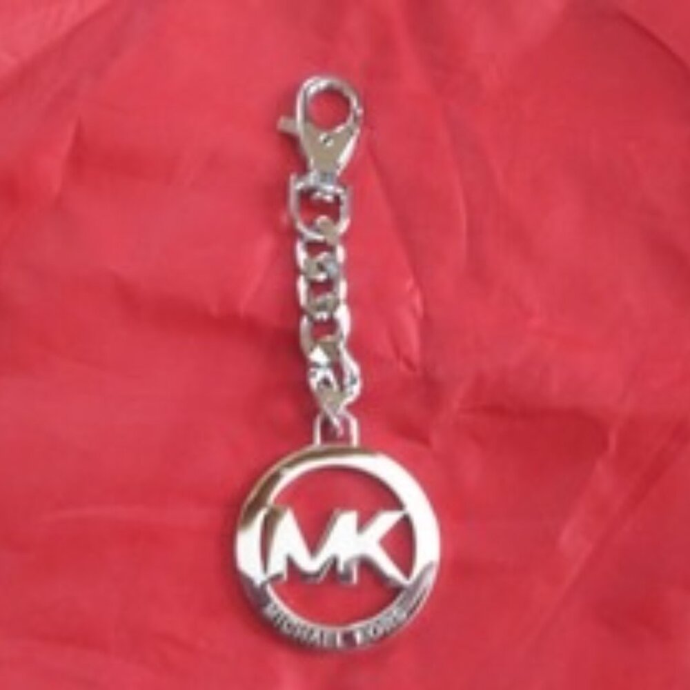 Michael Kors MK Chain Logo Charm, Key Chain, Handbag Medallion -  Silver
